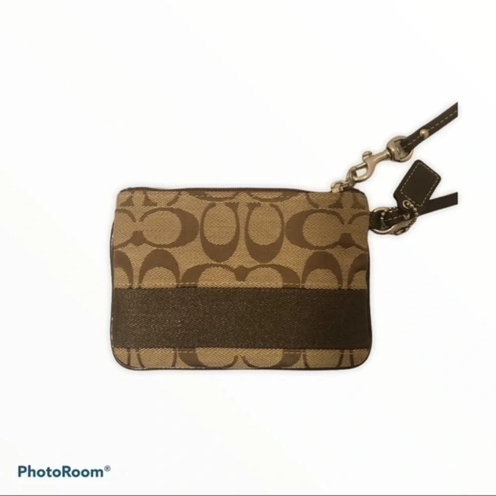 Coach brown signature striker wristlet